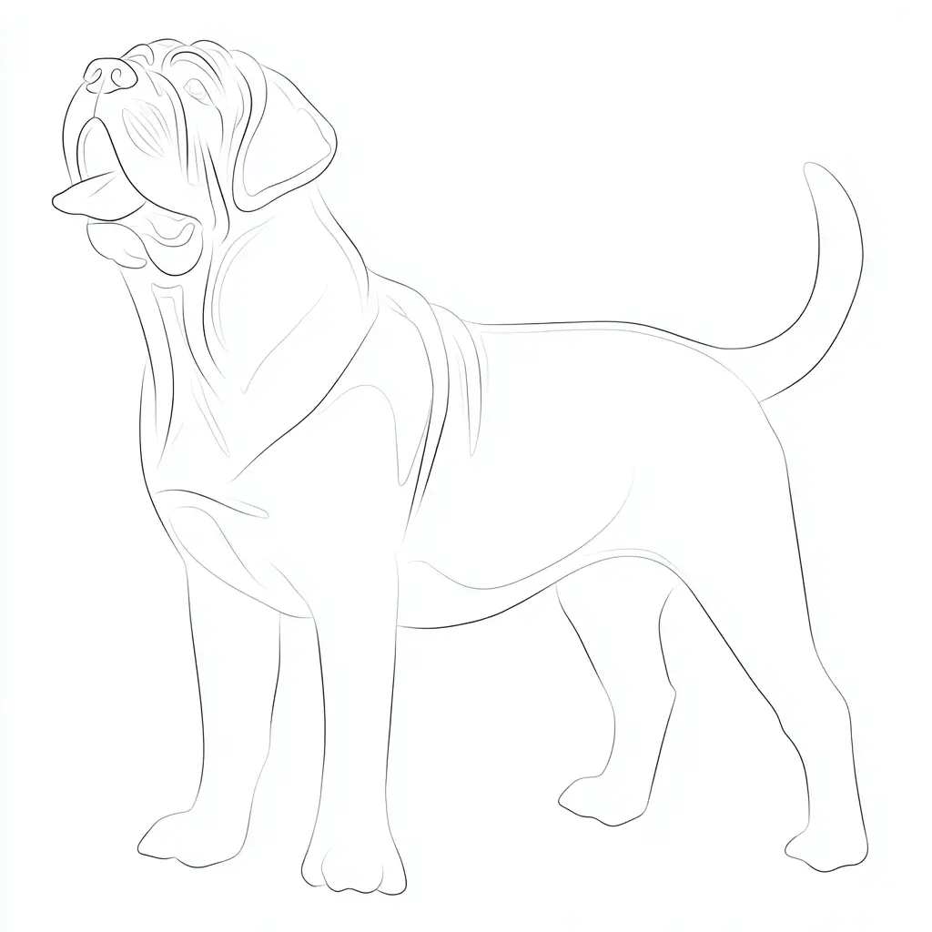 Dibujo de perfil suave de perro mastín para colorear Dibujo de perfil suave de perro mastín para colorear