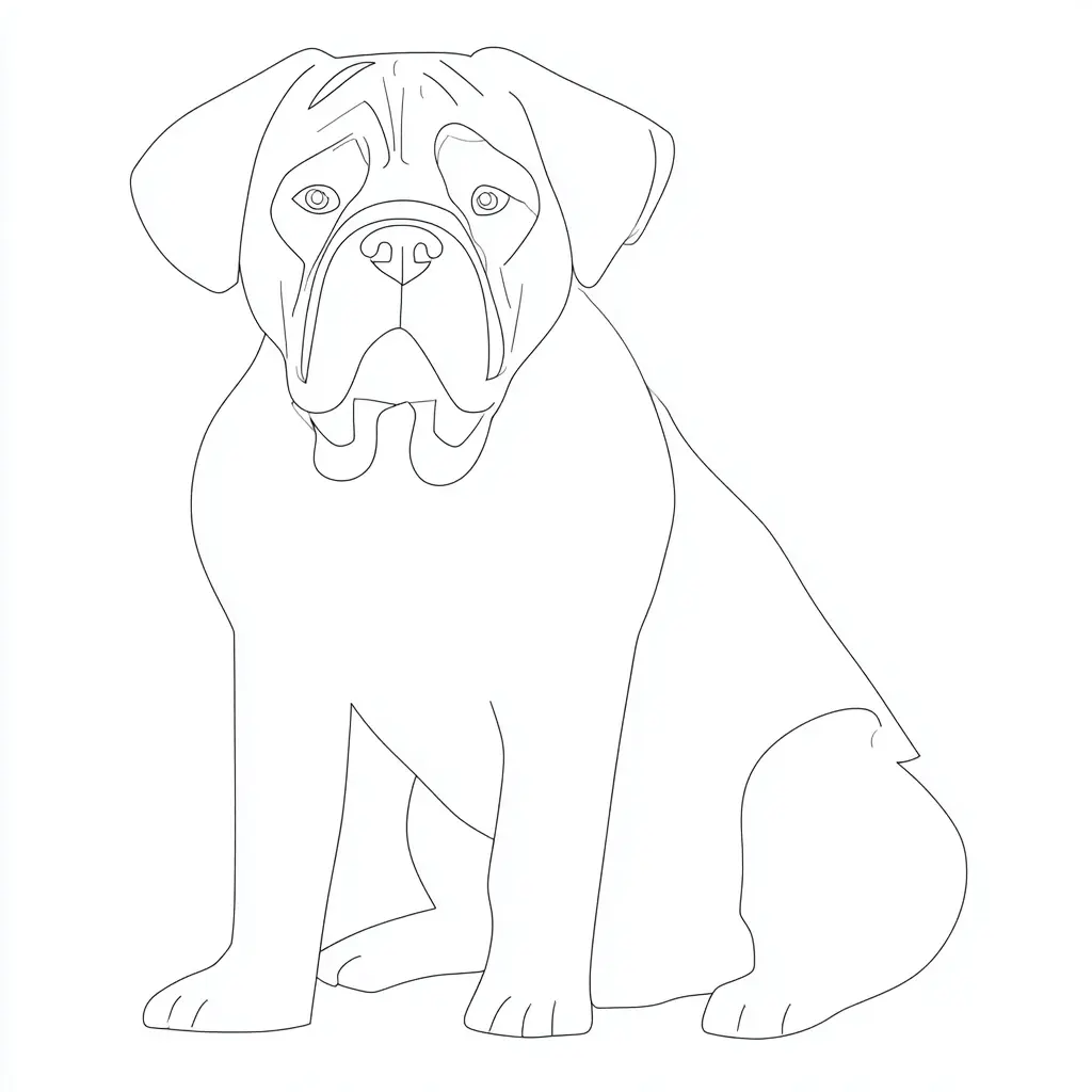 Dibujo de contorno de línea fina de mastín para colorear Dibujo de contorno de línea fina de mastín para colorear
