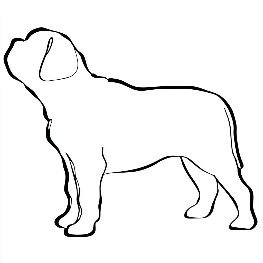 Dibujo de contorno de perfil grueso de mastín para colorear Dibujo de contorno de perfil grueso de mastín para colorear
