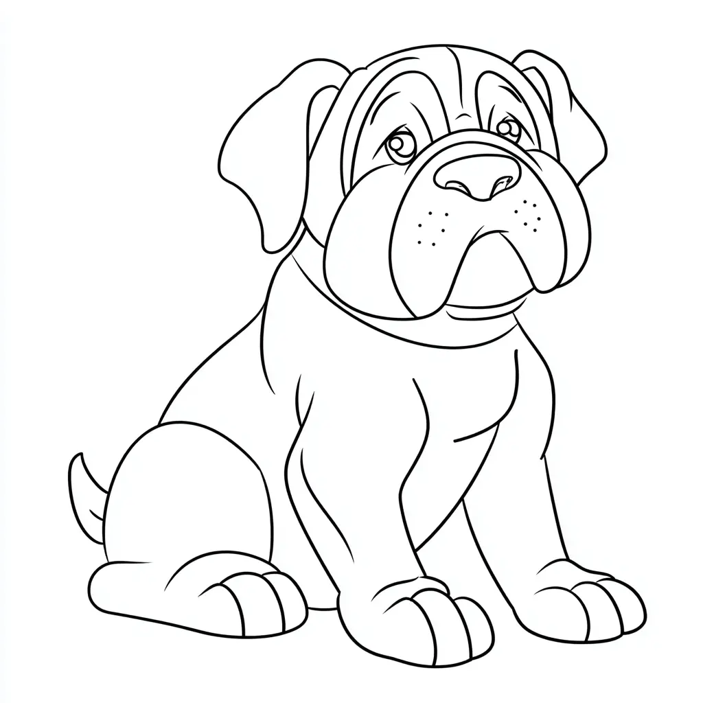 Dibujo de caricatura tierna de perro mastín para colorear Dibujo de caricatura tierna de perro mastín para colorear