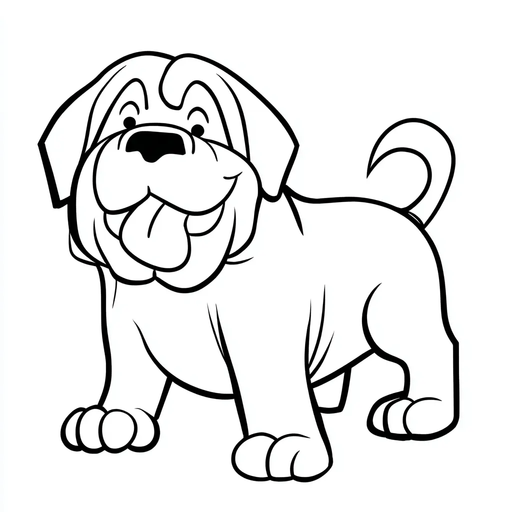Dibujo de mastín infantil de trazo grueso para colorear Dibujo de mastín infantil de trazo grueso para colorear