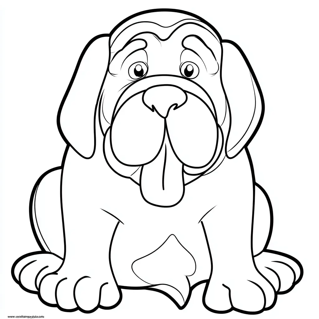 Dibujo de mastín inglés de trazo grueso para colorear Dibujo de mastín inglés de trazo grueso para colorear