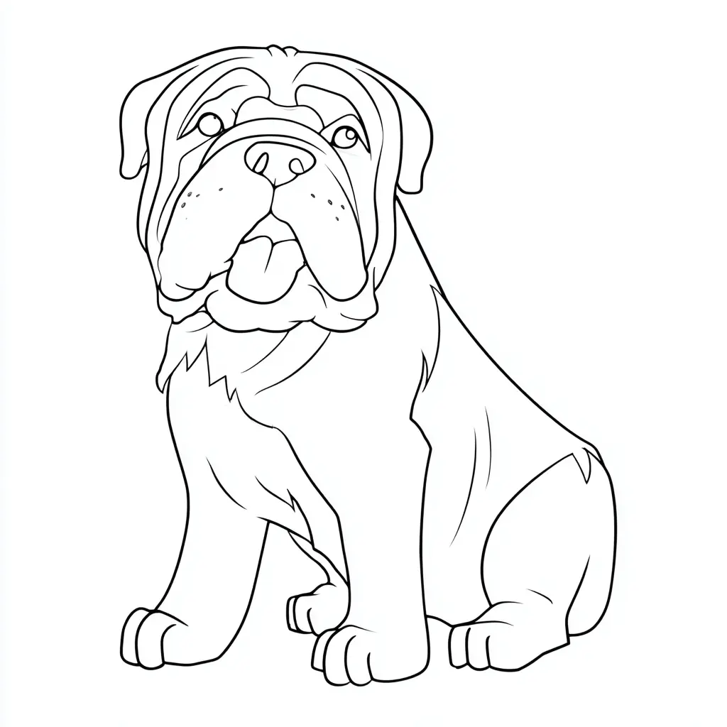 Dibujo de mastín napolitano de trazo fino para colorear Dibujo de mastín napolitano de trazo fino para colorear