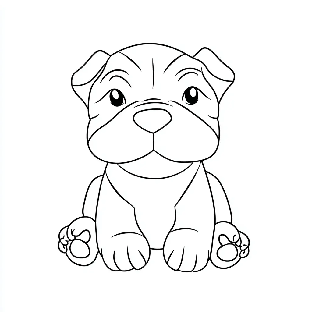 Dibujo de cachorro mastín kawaii para colorear Dibujo de cachorro mastín kawaii para colorear