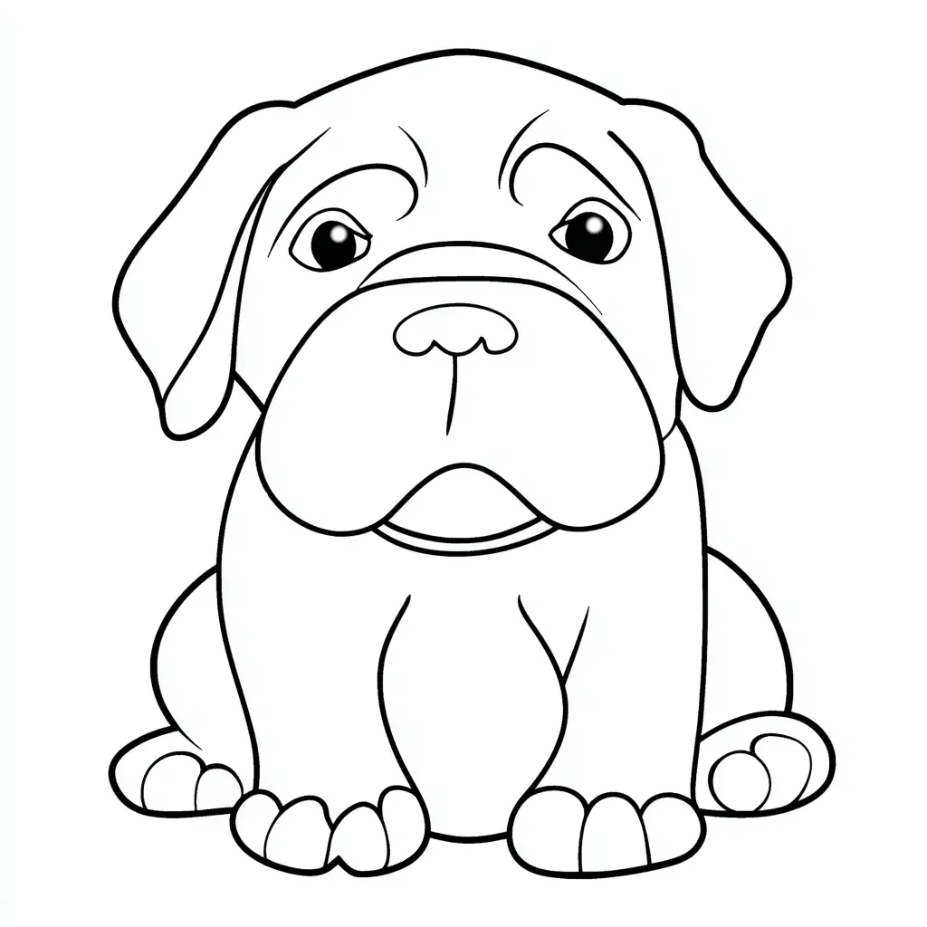 Dibujo de diseño infantil de mastín para colorear Dibujo de diseño infantil de mastín para colorear