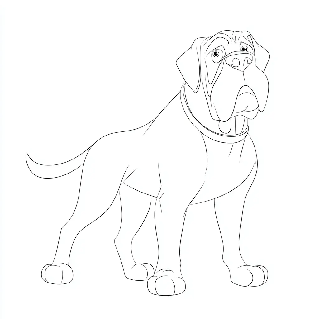 Dibujo de mastín napolitano de línea fina para colorear Dibujo de mastín napolitano de línea fina para colorear