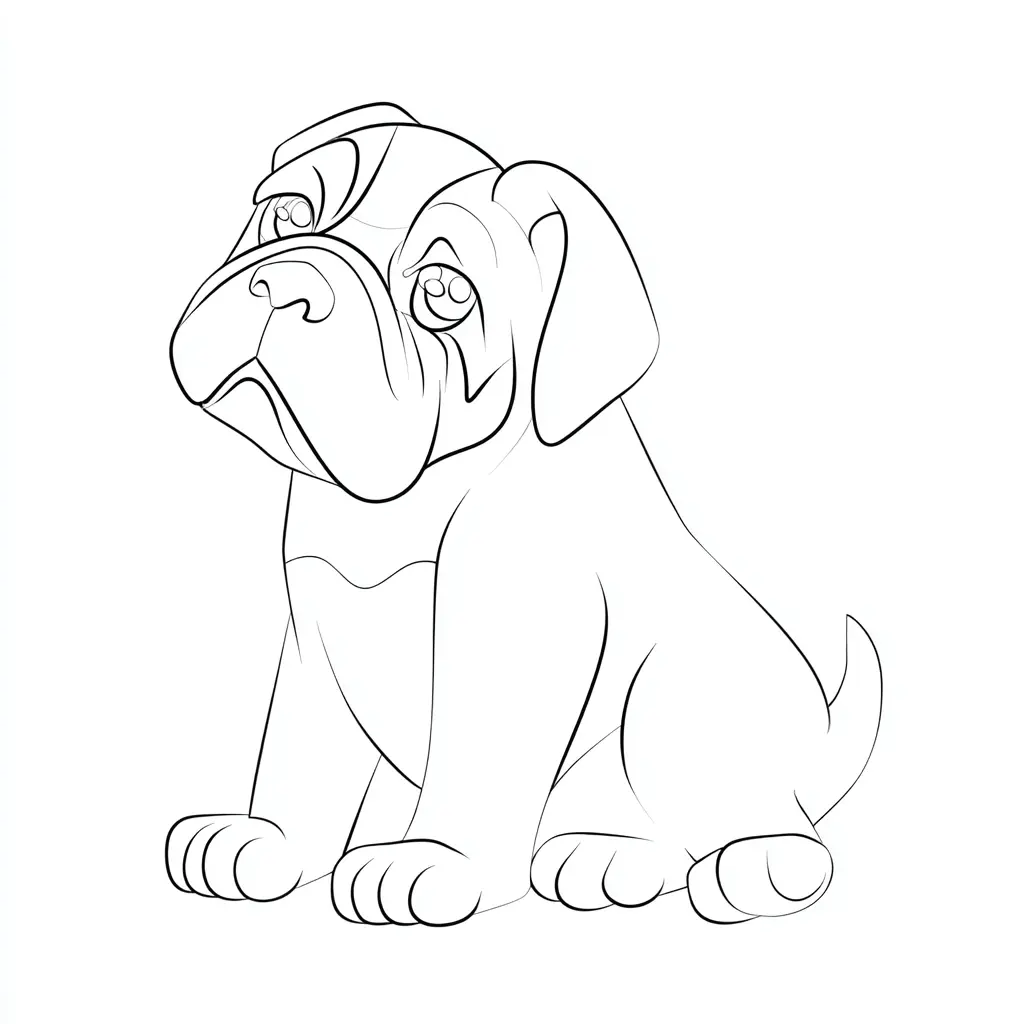 Dibujo de mastín inglés de diseño infantil para colorear Dibujo de mastín inglés de diseño infantil para colorear
