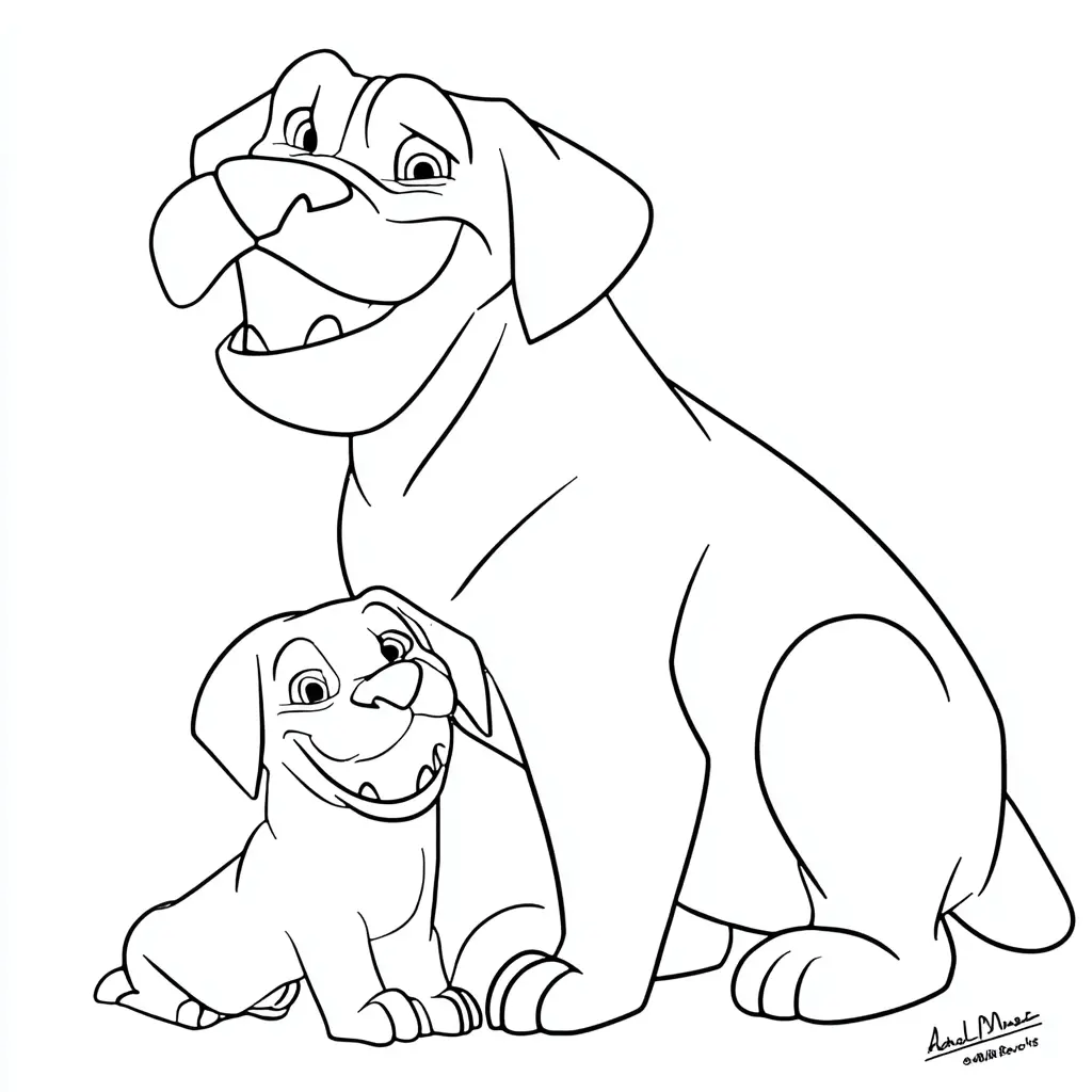 Dibujo de caricaturas simples de mastines para colorear Dibujo de caricaturas simples de mastines para colorear