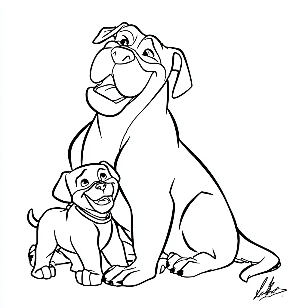 Dibujo de mastín español con cachorro de dibujos para colorear Dibujo de mastín español con cachorro de dibujos para colorear