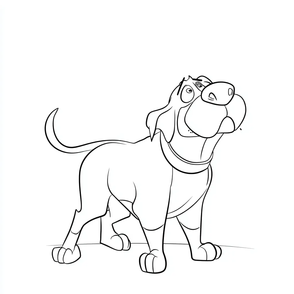 Dibujo de un perro mastín de caricatura para colorear Dibujo de un perro mastín de caricatura para colorear
