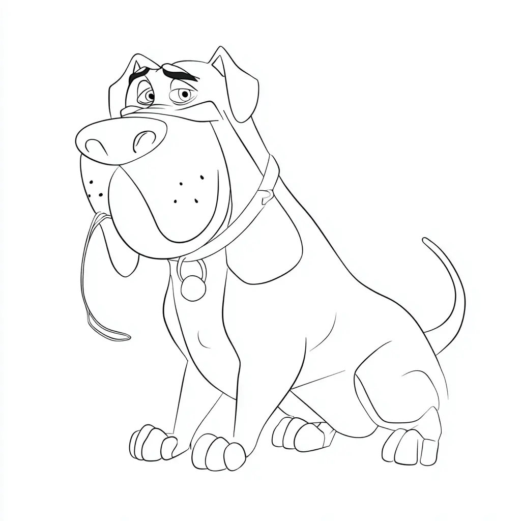 Dibujo de diseño caricaturesco de mastín para colorear Dibujo de diseño caricaturesco de mastín para colorear