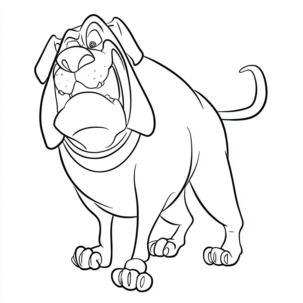 Dibujo de caricatura de mastín napolitano para colorear Dibujo de caricatura de mastín napolitano para colorear