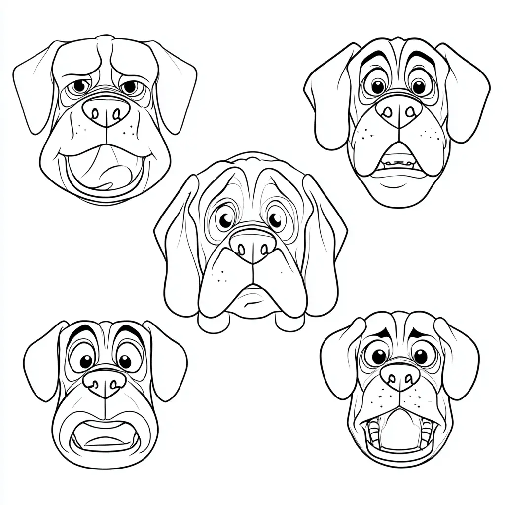 Dibujo de caras expresivas de mastín para colorear Dibujo de caras expresivas de mastín para colorear