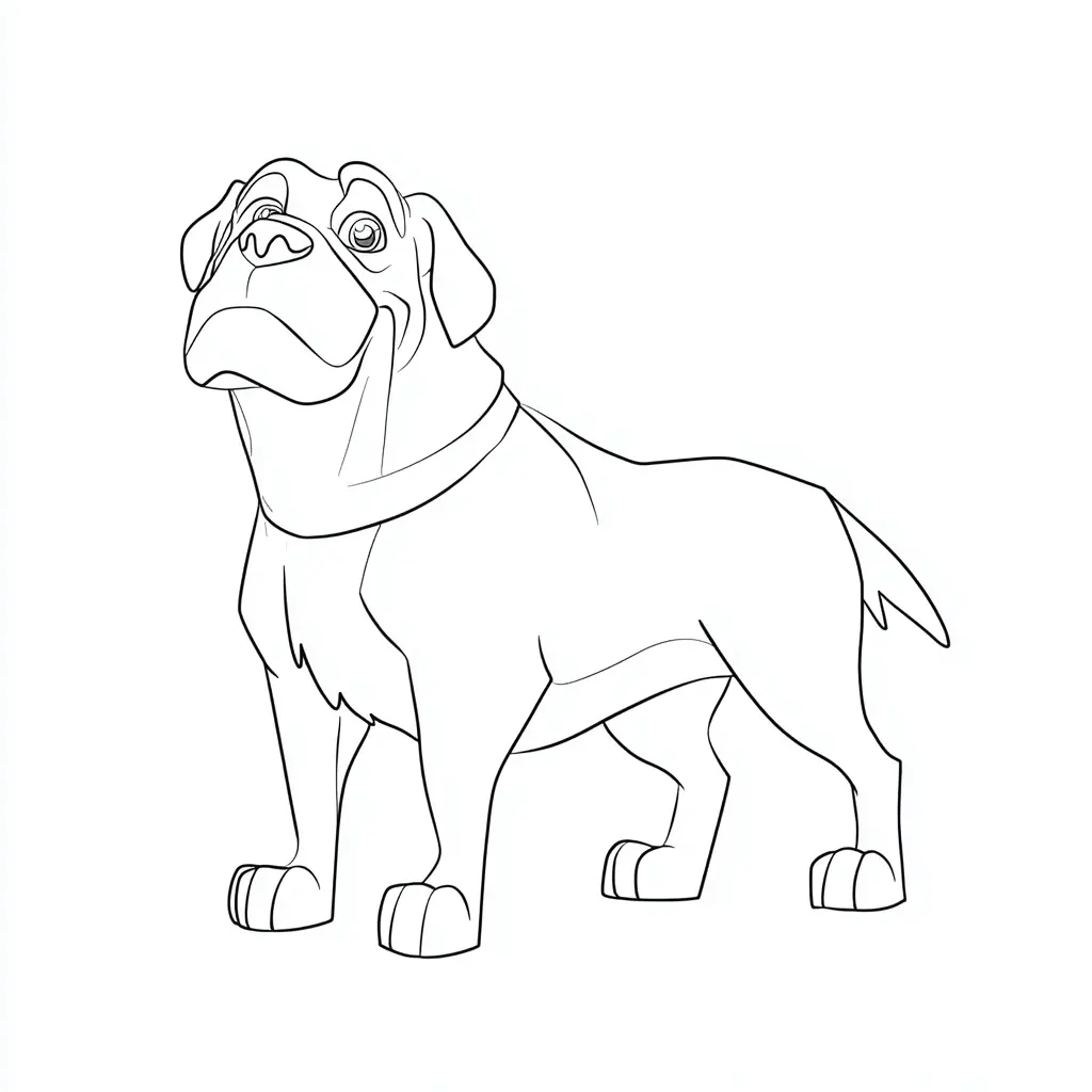 Dibujo de mastín inglés estilo cartoon para colorear Dibujo de mastín inglés estilo cartoon para colorear