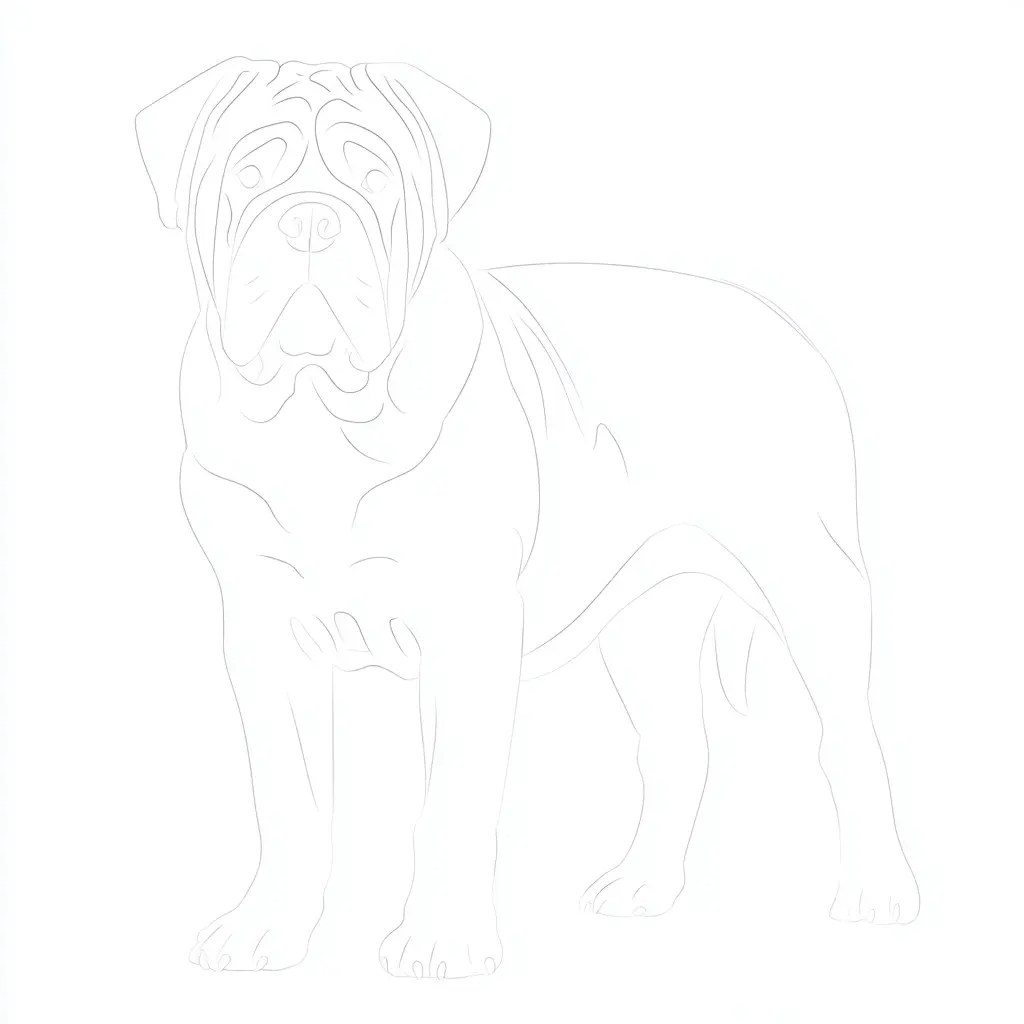 Dibujo de boceto de línea fina de mastín inglés para colorear Dibujo de boceto de línea fina de mastín inglés para colorear