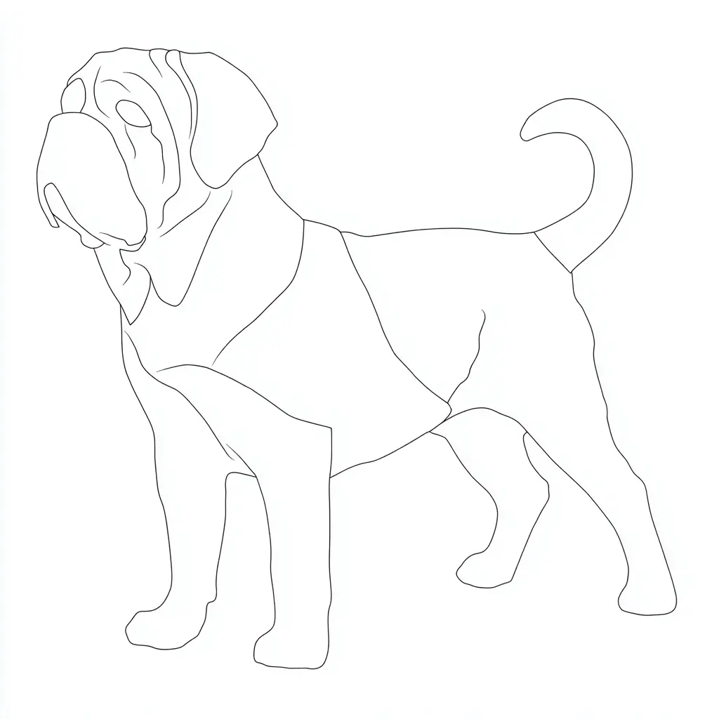 Dibujo de boceto de perfil simple de mastín para colorear Dibujo de boceto de perfil simple de mastín para colorear