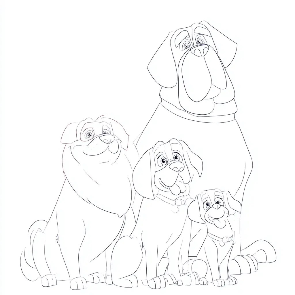 Dibujo de grupo de perros mastines para colorear Dibujo de grupo de perros mastines para colorear