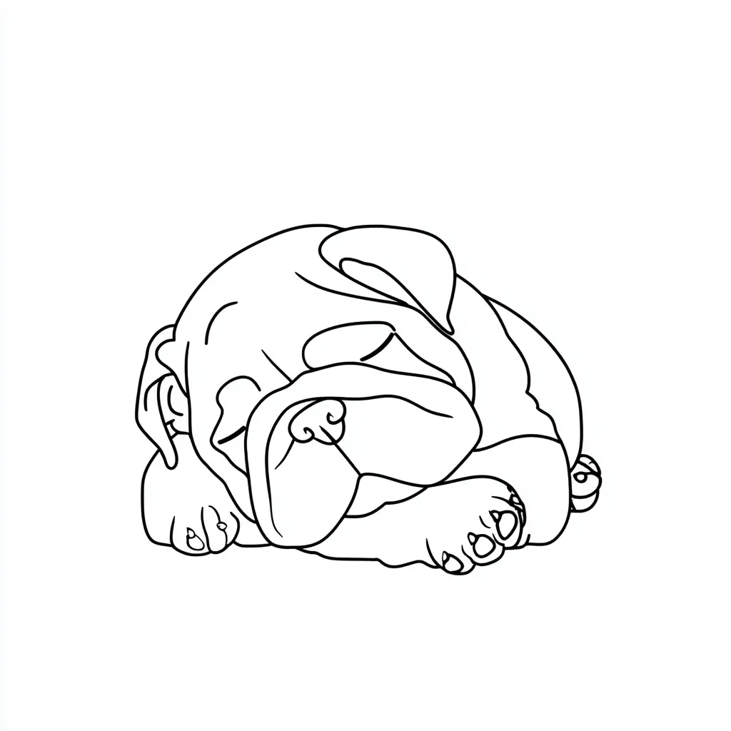 Dibujo de contorno de mastín dormido para colorear Dibujo de contorno de mastín dormido para colorear