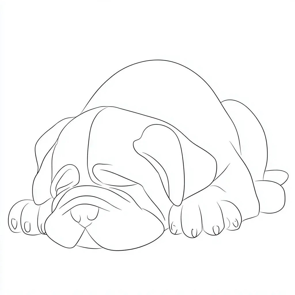 Dibujo de pequeño mastín dormido para colorear Dibujo de pequeño mastín dormido para colorear