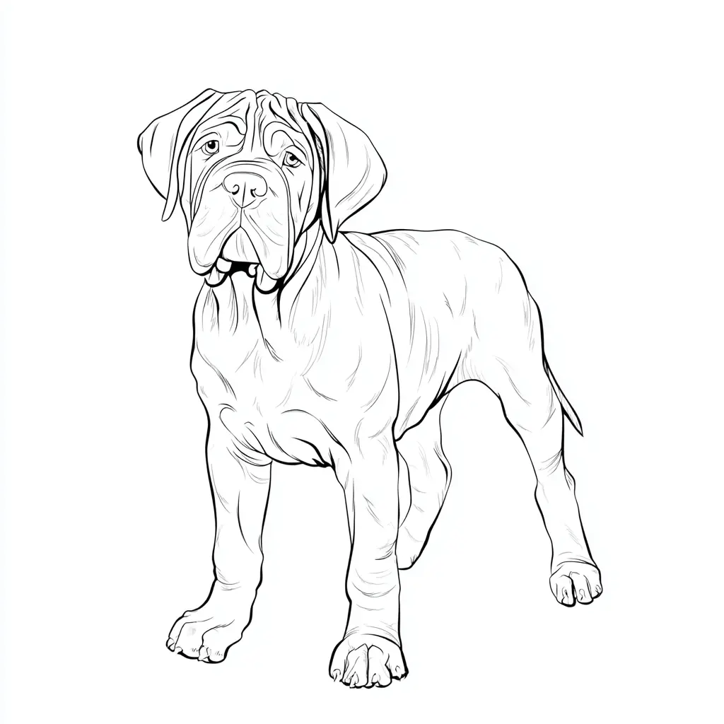 Dibujo de mastín napolitano realista para colorear Dibujo de mastín napolitano realista para colorear