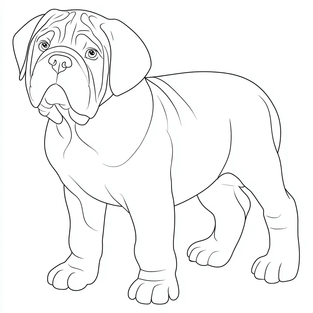 Dibujo de figura de cachorro mastín napolitano para colorear Dibujo de figura de cachorro mastín napolitano para colorear