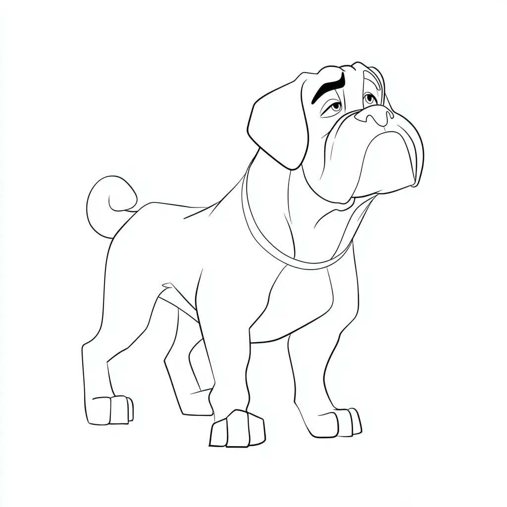 Dibujo de mastín inglés caricaturesco para colorear Dibujo de mastín inglés caricaturesco para colorear