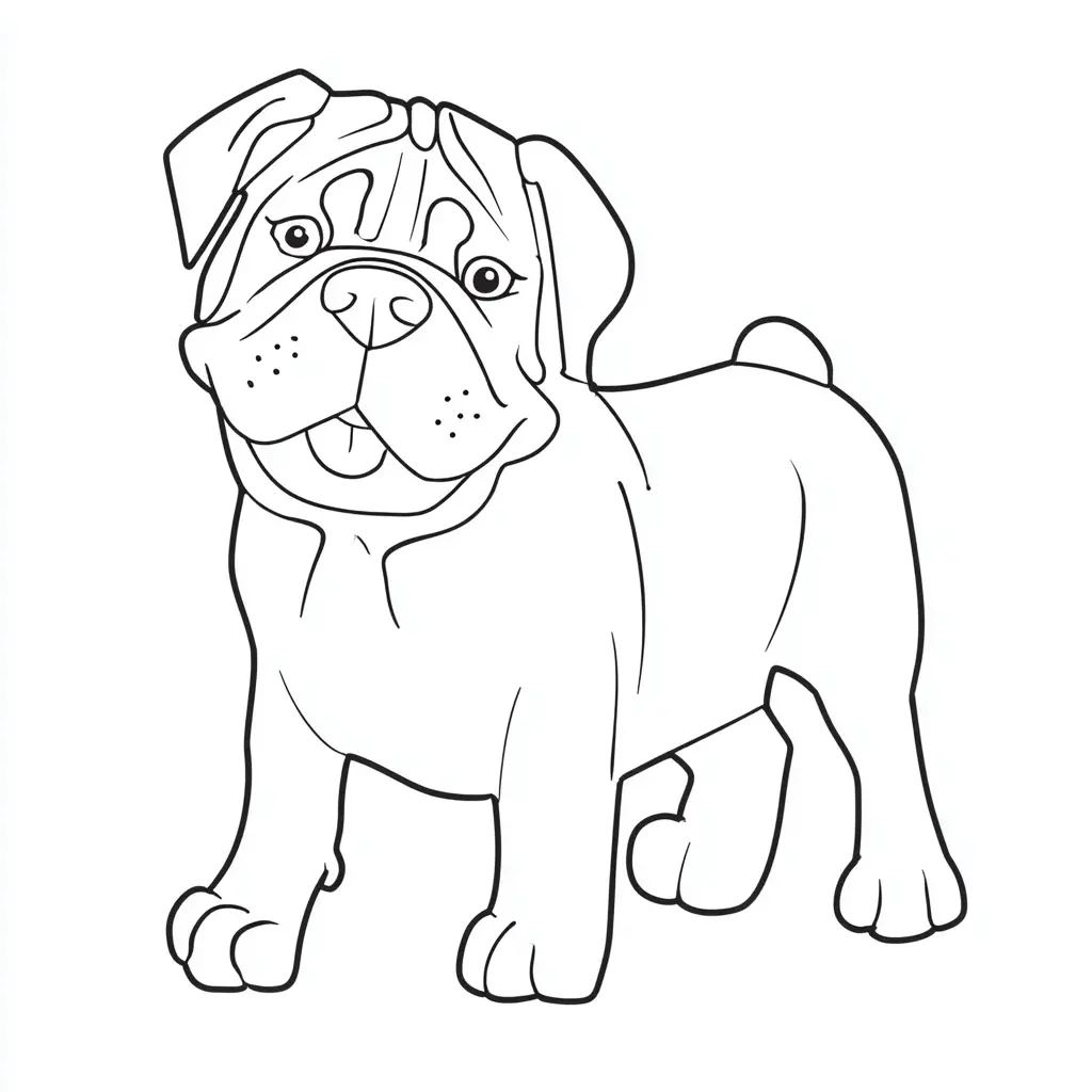 Dibujo de forma infantil de perro mastín para colorear Dibujo de forma infantil de perro mastín para colorear