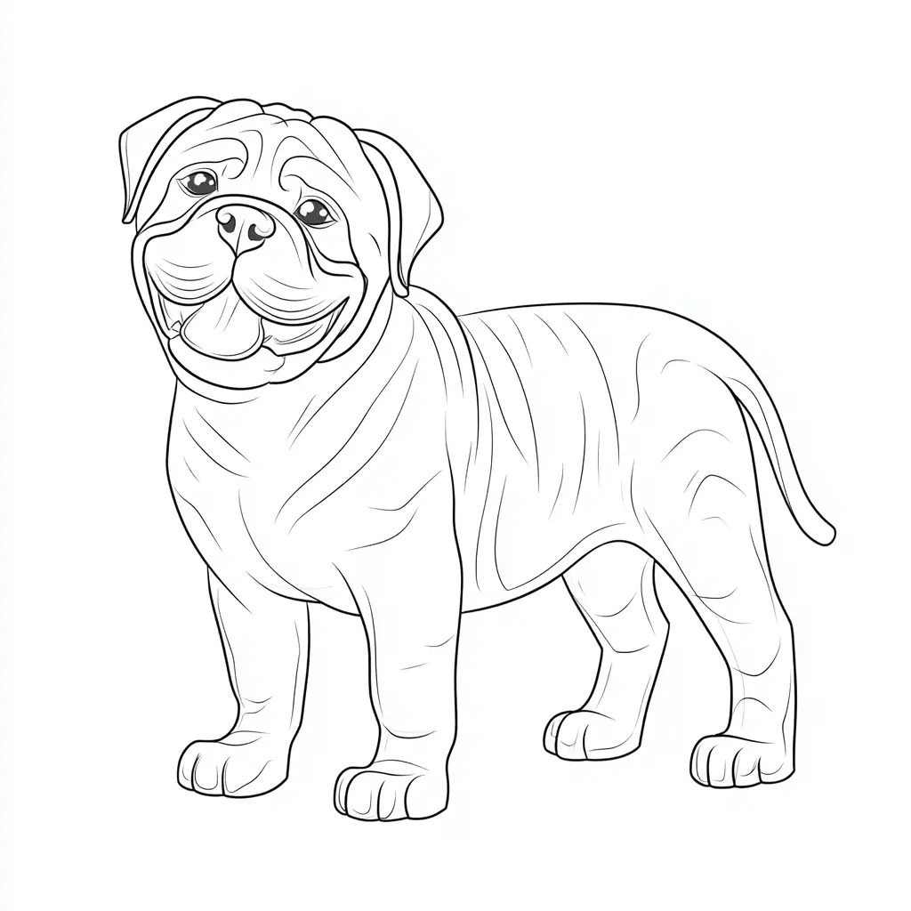 Dibujo de figura de mastín inglés con detalles para colorear Dibujo de figura de mastín inglés con detalles para colorear
