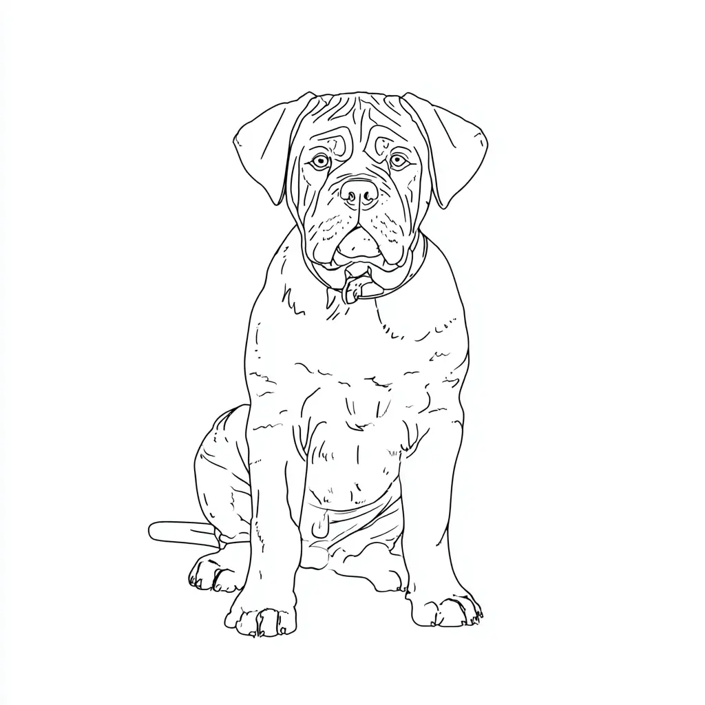 Dibujo de mastín napolitano semi-realista para colorear Dibujo de mastín napolitano semi-realista para colorear
