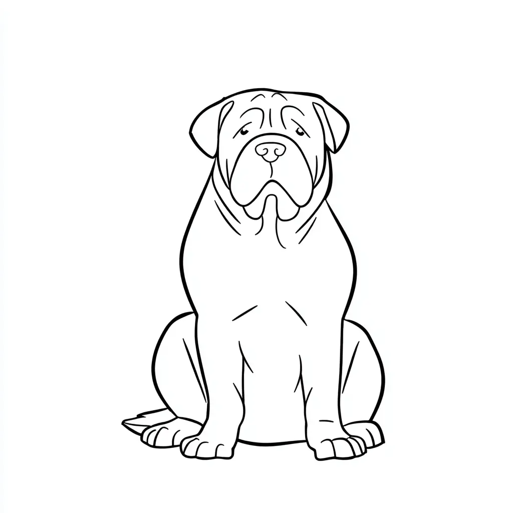 Dibujo de mastín napolitano de línea gruesa para colorear Dibujo de mastín napolitano de línea gruesa para colorear