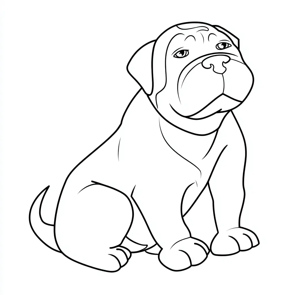Dibujo de perro mastín inglés de estilo infantil para colorear Dibujo de perro mastín inglés de estilo infantil para colorear