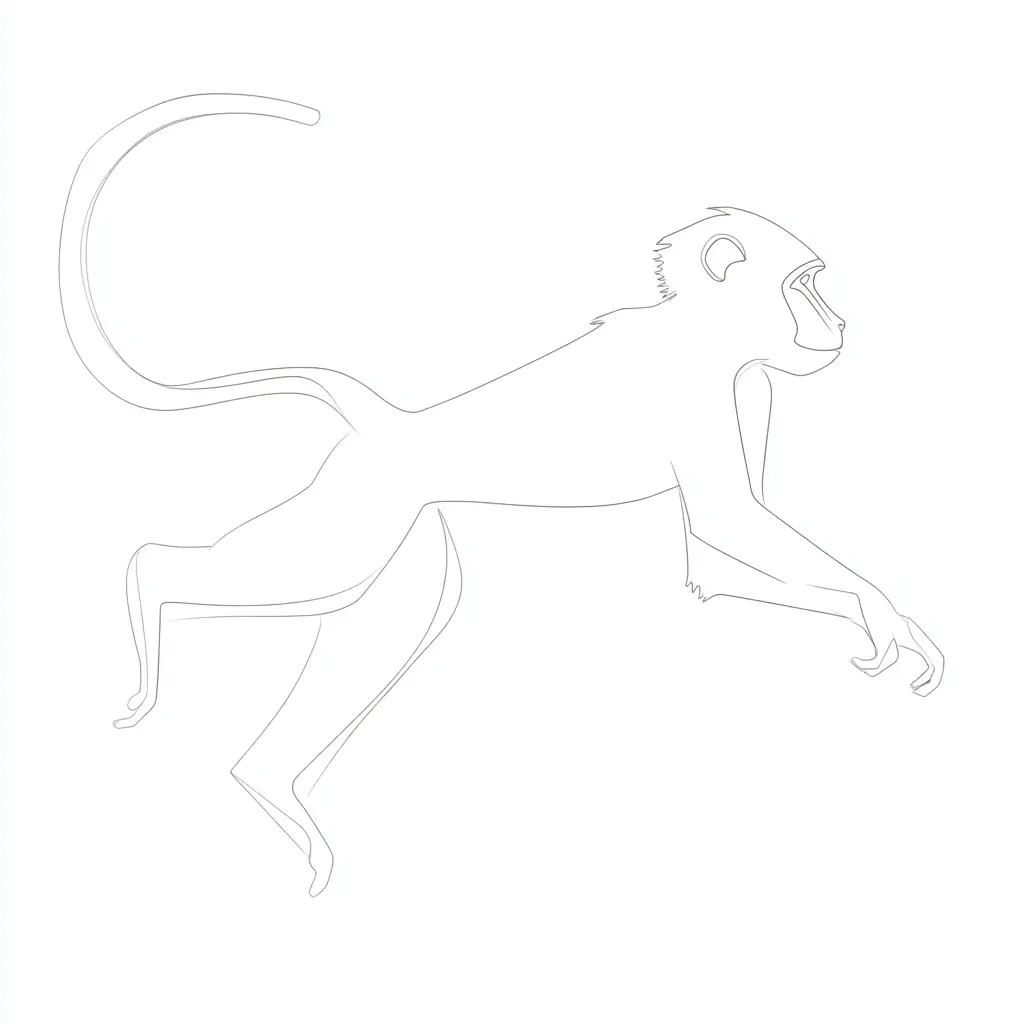 Dibujo de contorno de mono babuino para colorear Dibujo de contorno de mono babuino para colorear