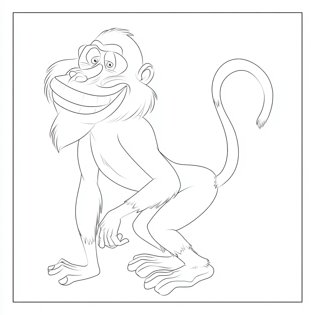 Dibujo de mono babuino sonriente para colorear Dibujo de mono babuino sonriente para colorear