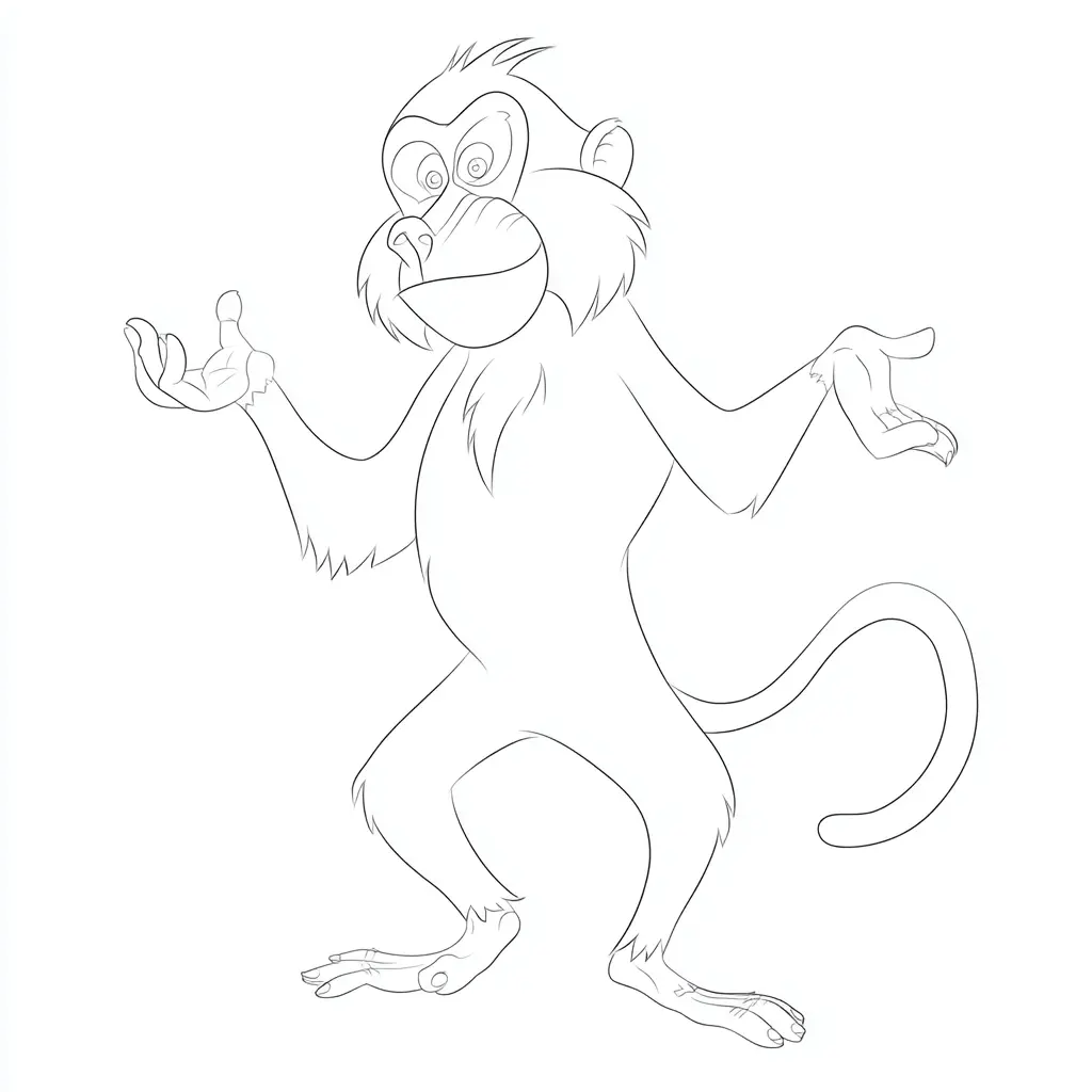 Dibujo de mono babuino expresivo para colorear Dibujo de mono babuino expresivo para colorear