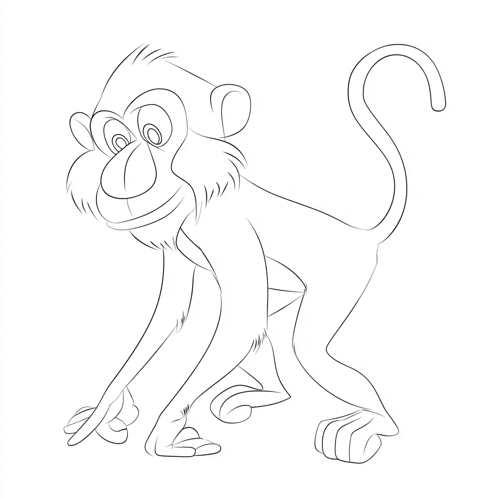 Dibujo de mono babuino de trazo fino para colorear Dibujo de mono babuino de trazo fino para colorear