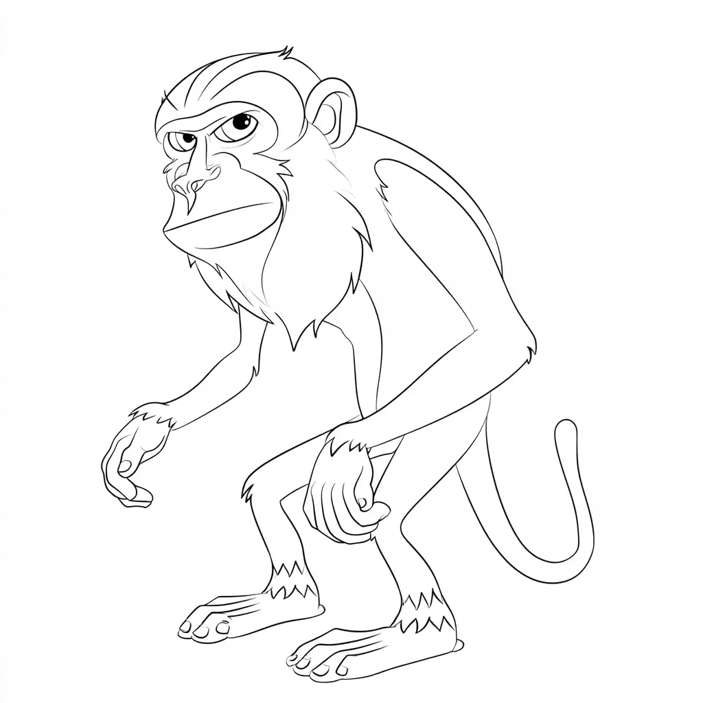 Dibujo de mono babuino adulto para colorear Dibujo de mono babuino adulto para colorear
