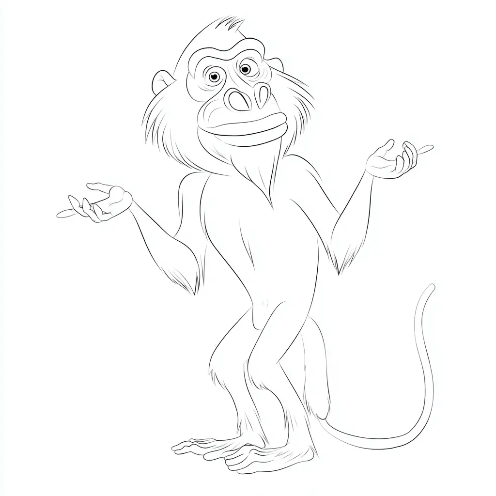 Dibujo de gesto animado de mono babuino para colorear Dibujo de gesto animado de mono babuino para colorear