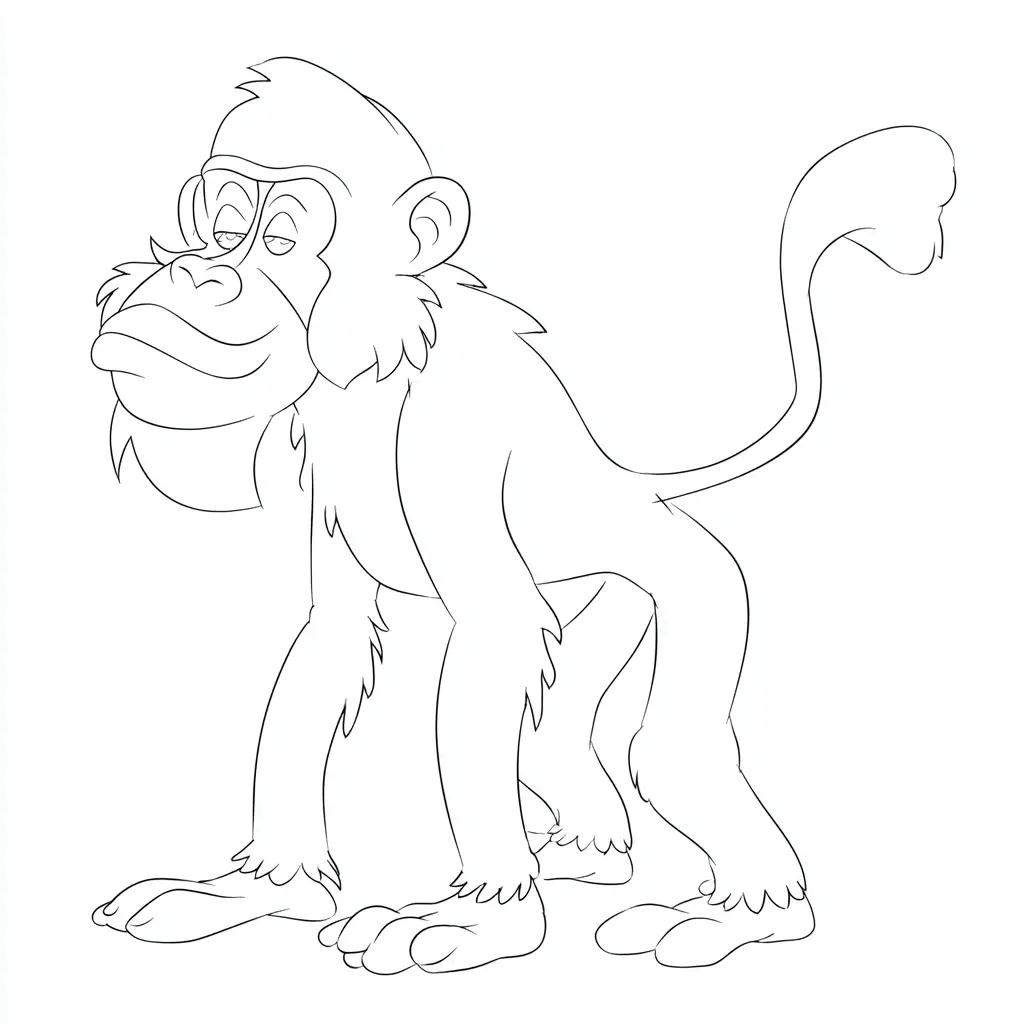 Dibujo de trazo de mono babuino caricaturesco para colorear Dibujo de trazo de mono babuino caricaturesco para colorear