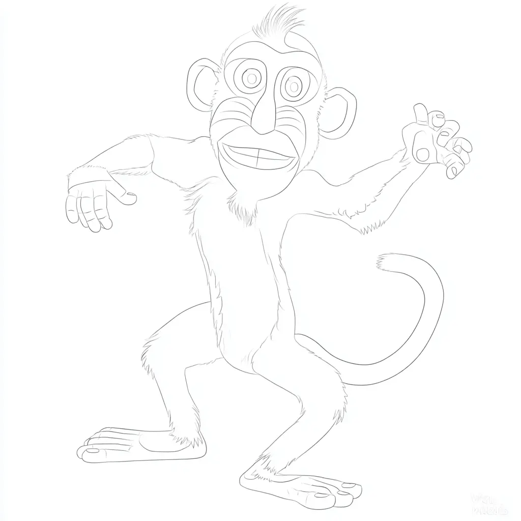 Dibujo de caricatura de mono babuino para colorear Dibujo de caricatura de mono babuino para colorear