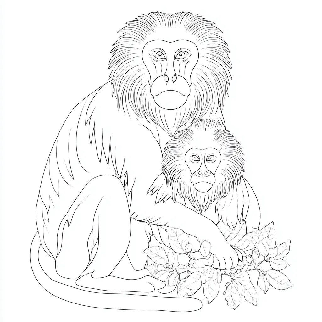 Dibujo de monos babuinos africanos para colorear