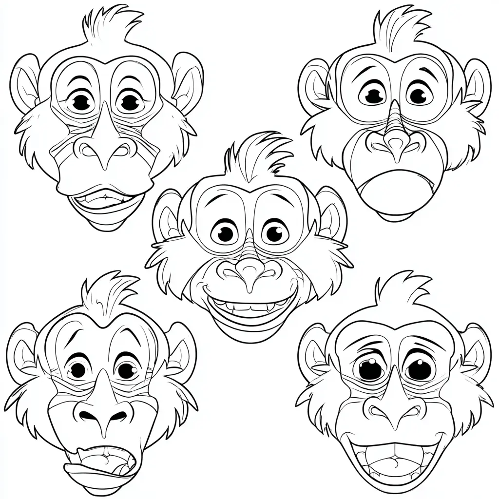 Dibujo de caras de mono babuino cartoon para colorear Dibujo de caras de mono babuino cartoon para colorear