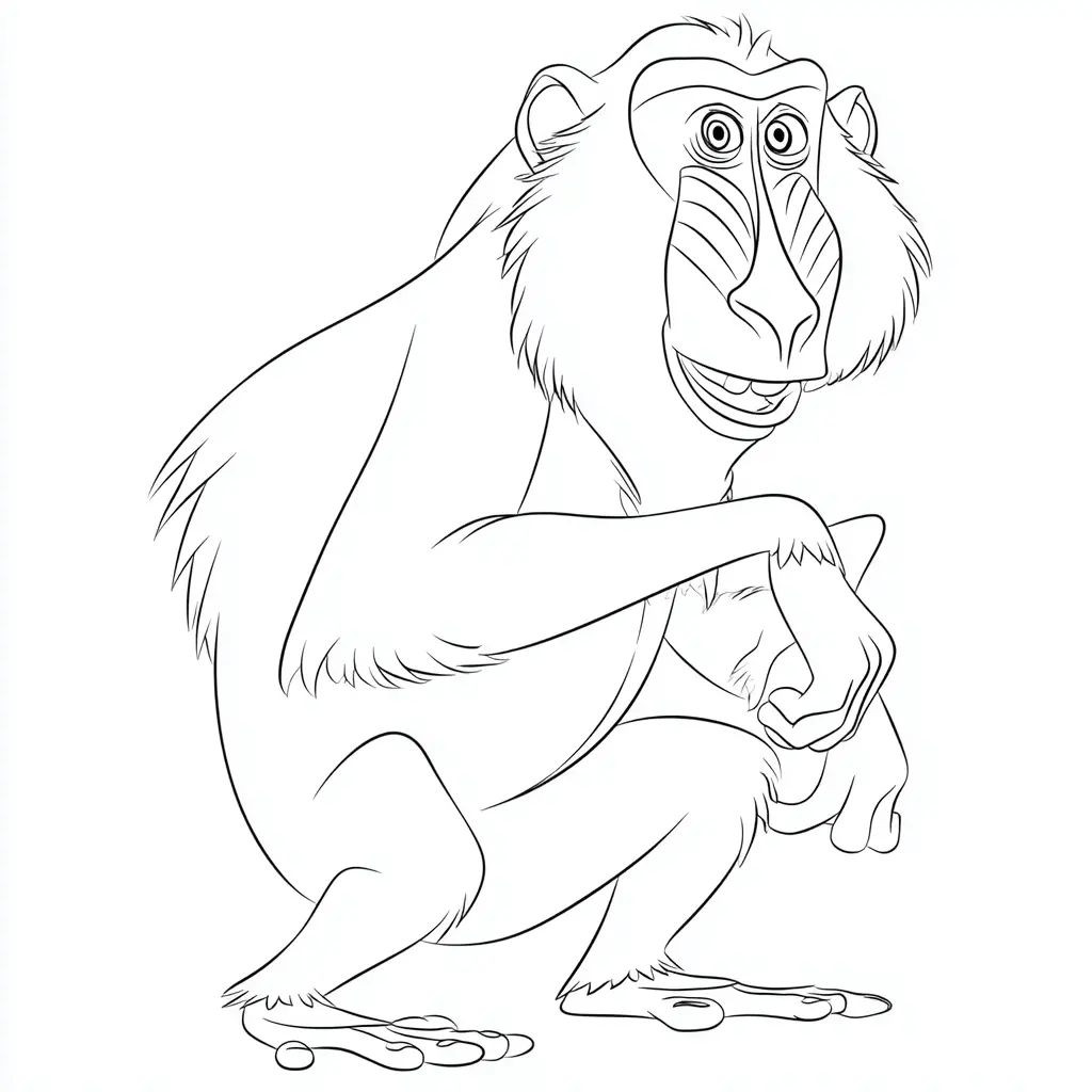 Dibujo de mono babuino grande para colorear Dibujo de mono babuino grande para colorear