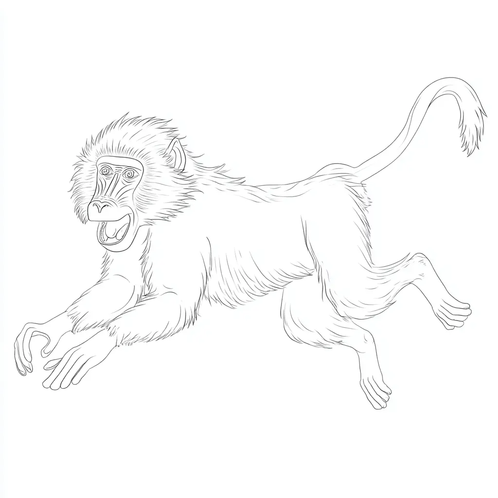 Dibujo de mono babuino con pelaje para colorear Dibujo de mono babuino con pelaje para colorear