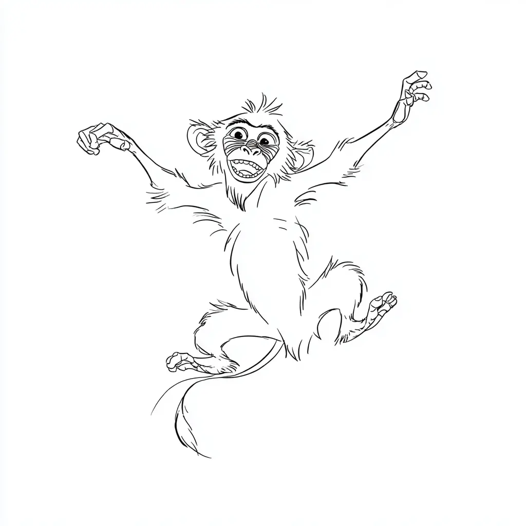 Dibujo de esbozo de mono babuino saltando para colorear Dibujo de esbozo de mono babuino saltando para colorear