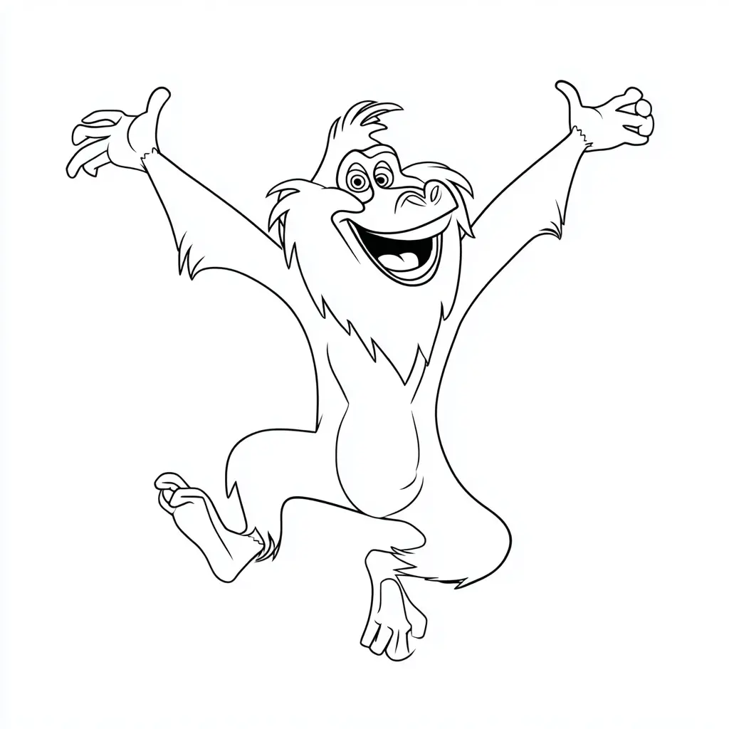Dibujo de mono babuino de caricatura para colorear Dibujo de mono babuino de caricatura para colorear