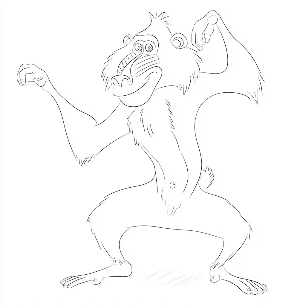 Dibujo de pose de mono babuino para colorear Dibujo de pose de mono babuino para colorear