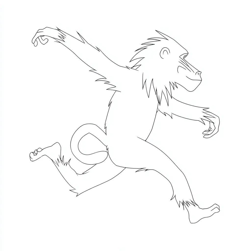 Dibujo de contorno de perfil de mono babuino para colorear Dibujo de contorno de perfil de mono babuino para colorear