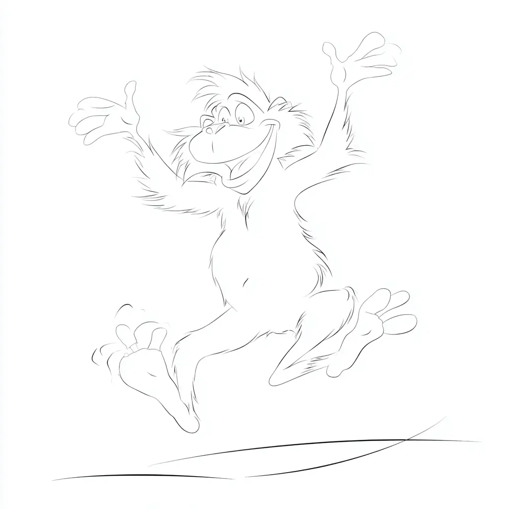 Dibujo de caricatura de mono babuino a lápiz para colorear Dibujo de caricatura de mono babuino a lápiz para colorear