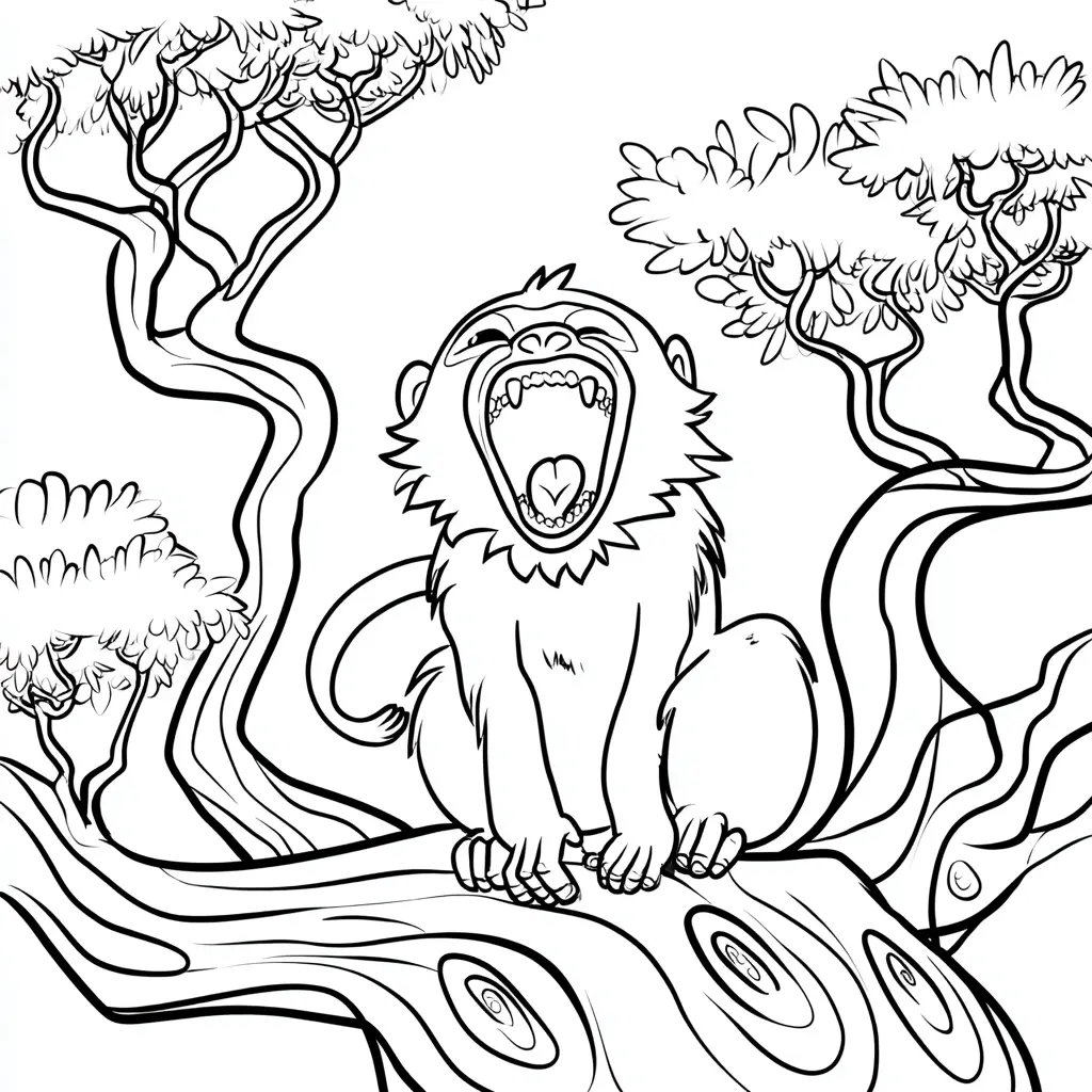 Dibujo de mono babuino dominante para colorear Dibujo de mono babuino dominante para colorear