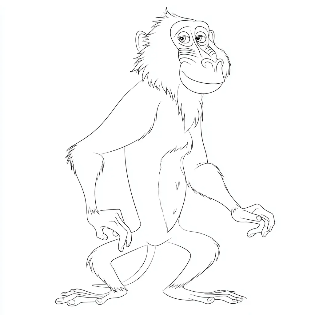 Dibujo de mono babuino posando para colorear Dibujo de mono babuino posando para colorear
